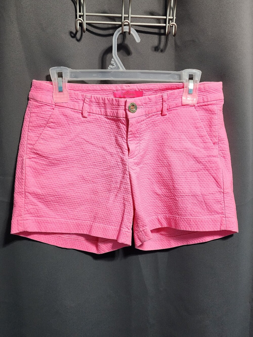 Lilly Pulitzer Pink Callahan Chino Shorts Size 4 Textured Cotton